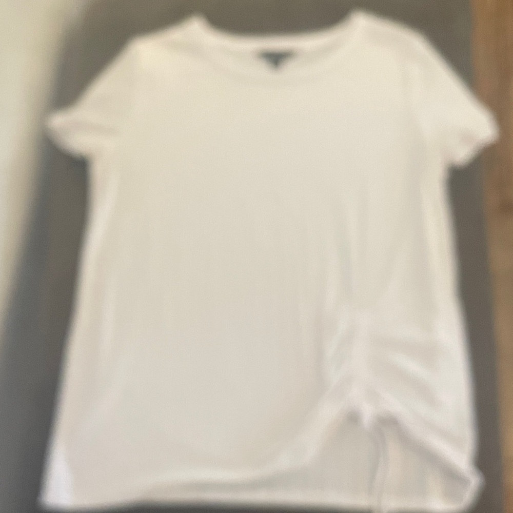 Simply Vera Vera Wang White Short-Sleeve Ruched Side Tee